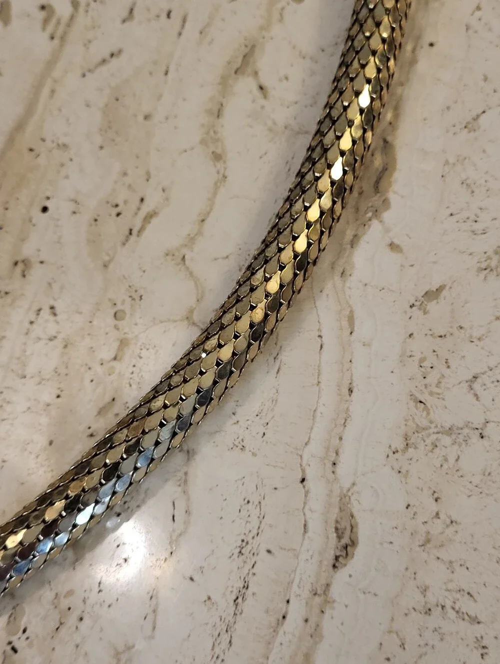 Whiting Davis Vintage 60s Goldtone Oromesh Serpent Belt/Lariat Necklace 38